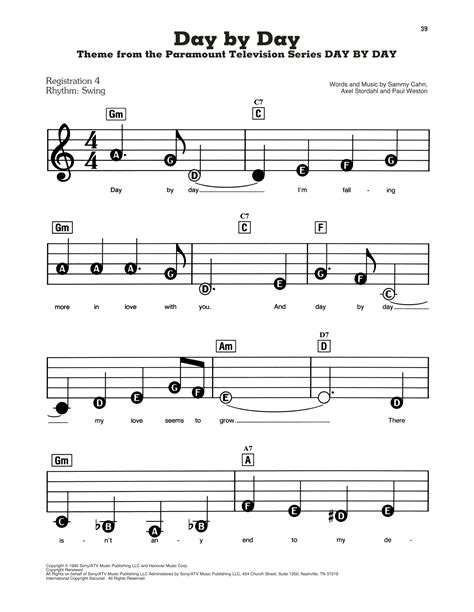 Day By Day by Frank Sinatra Sheet Music for E-Z Play Today at Sheet Music Direct