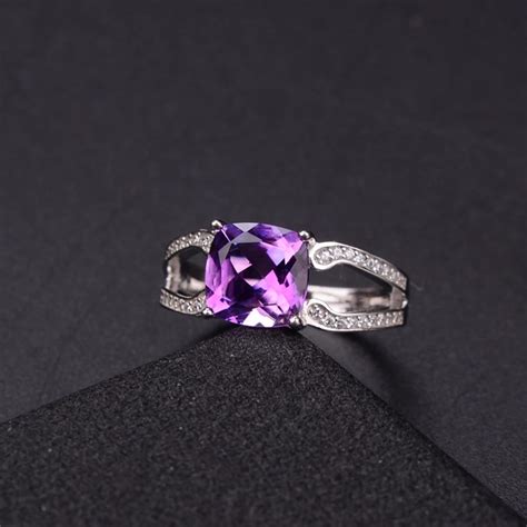 ZT Classic Natural Amethyst Jewelry Female Rings Women 925 Sterling Silver White Or Rose Color ...