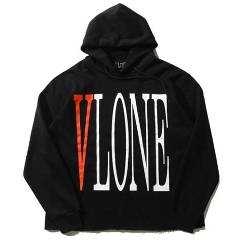 VLONE "VLONE ORANGE" BLACK HOODIE HOODIE