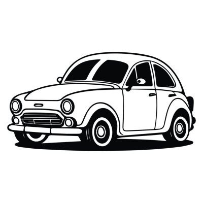 Car vector clipart black and white, car line art illustration, posters ...