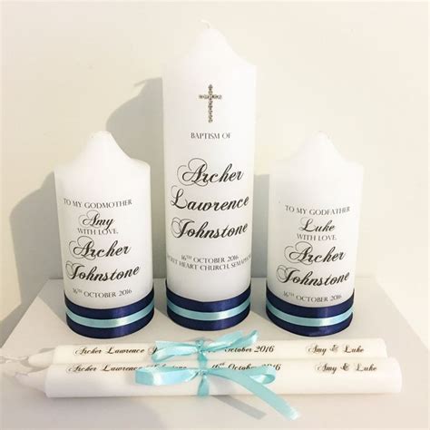 Baptism Christening Candle Set - Including Godparent/Grandparent Candle ...