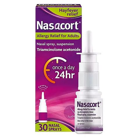 Nasacort Allergy Relief Nasal Spray - 30 Sprays, Fast-Acting Formula ...