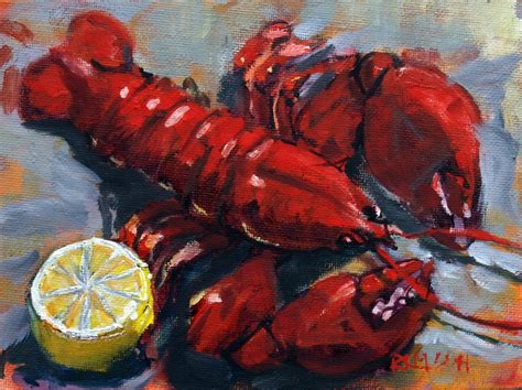 Rick Nilson's Paintings: Lobster with Lemon (SOLD)