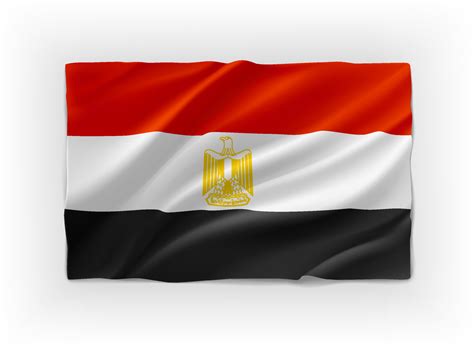 Red, White and black flag of Egypt. 3d vector object isolated on white ...