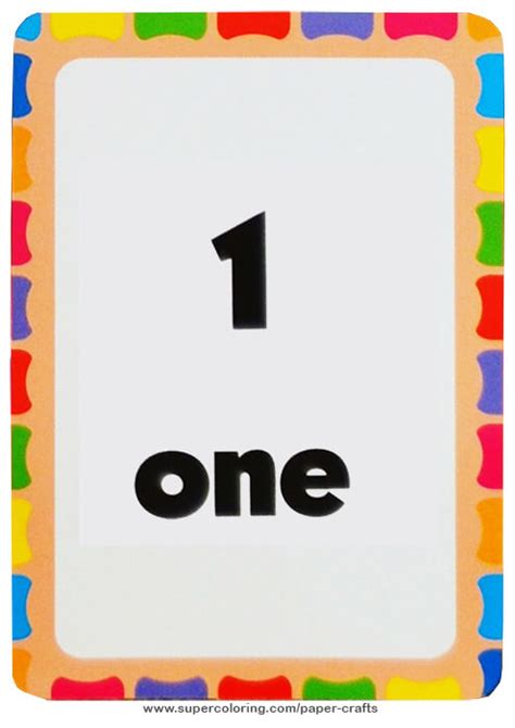 Flashcard with Number One Printable Template | Free Printable Papercraft Templates