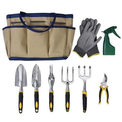 9 Piece Garden Tool Set Includes Garden Tote Bag And 6x Hand Tools-in ...