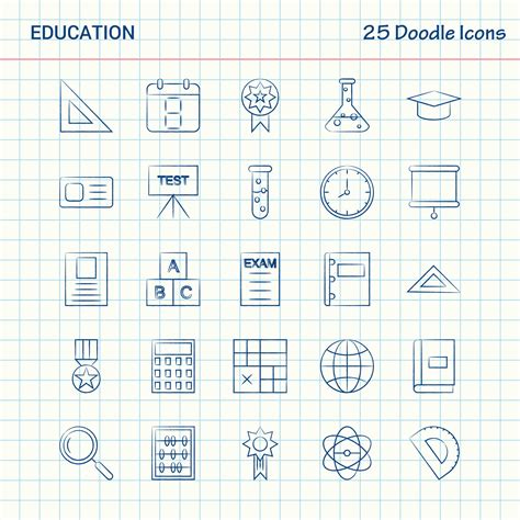 Education 25 Doodle Icons Hand Drawn Business Icon set 14337741 Vector ...