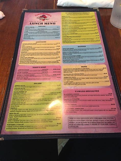 Menu at Crawdaddy's Grill and Raw Bar, Jensen Beach