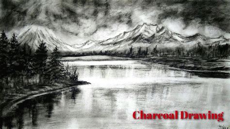 Charcoal Drawing For Beginners | Easy Charcoal drawing | Landscape With Charcoal - YouTube