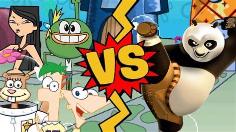 M.U.G.E.N. Battles | Sandy Cheeks/Phineas and Ferb/Heather/SwaySway vs Po - YouTube