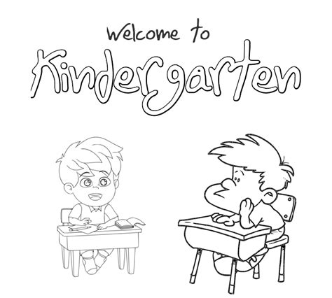 Welcome to Kindergarten Coloring Pages (7 Printable Sheets, Simple to Draw, Easy for Kids ...