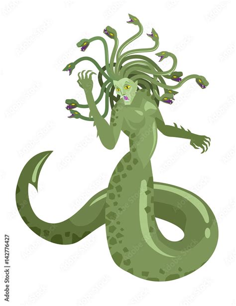 medusa gorgon mythological greek roman snake woman monster Stock Vector | Adobe Stock