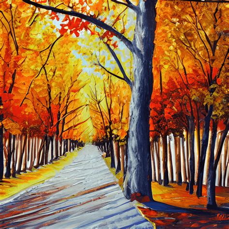 Fall Trees Painting · Creative Fabrica