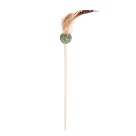 Cat Toy Teasing Cat Mint Feather Cat Stick Interactive Wooden Stick ...