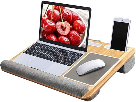 Lap Desk - Fits up to 17 inches Laptop Desk, Built in Mouse Pad & Wrist ...