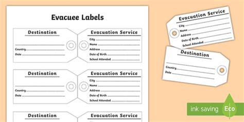 Evacuee Label Activity (Teacher-Made) - Twinkl