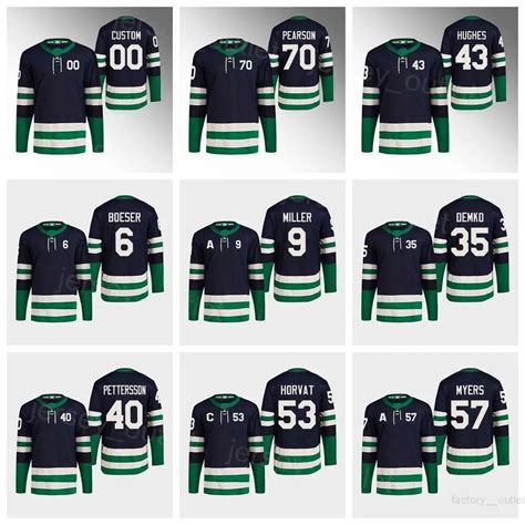 2023 Jersey De Hockey Retro Inversa 9 JT Miller 43 Quinn Hughes 6 Brock ...