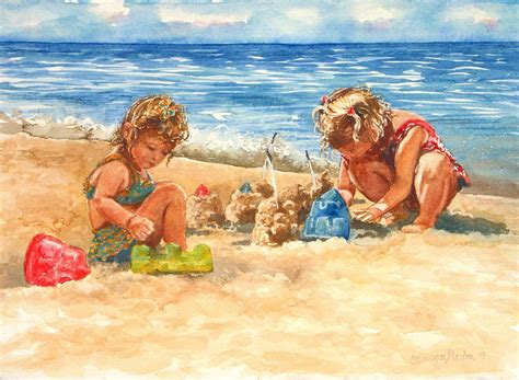 Castle Builders Giclee | Beach watercolor, Indian art paintings, Mermaid books