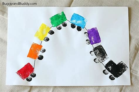 Sponge Painted Train Craft Inspired by Freight Train - Buggy and Buddy