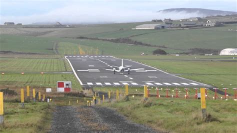 SAAB 340, Flybe is taking off from Kirkwall Airport, Orkney Islands - YouTube