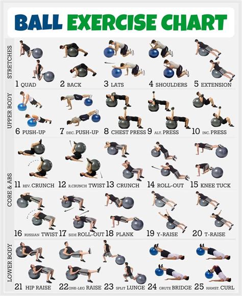 Printable Ball Exercise Chart | Workout chart, Ball exercises ...