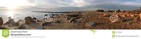 Hammonasset Beach Panorama stock image. Image of rocky - 31175817