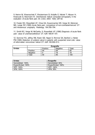 Colico renoureteral sensibilidad especificidad y valores | PDF