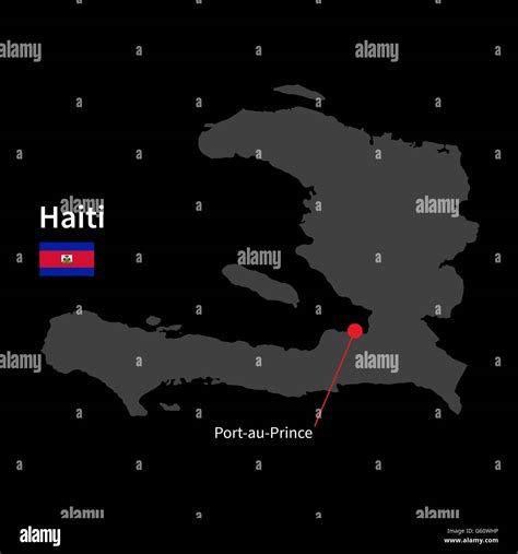 Detailed map of Haiti and capital city Port-au-Prince with flag on ...