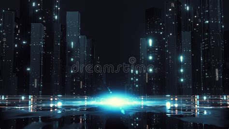 Futuristic Virtual Sci Fi City. Many High Sky Scrapper Building Towers Stock Illustration ...