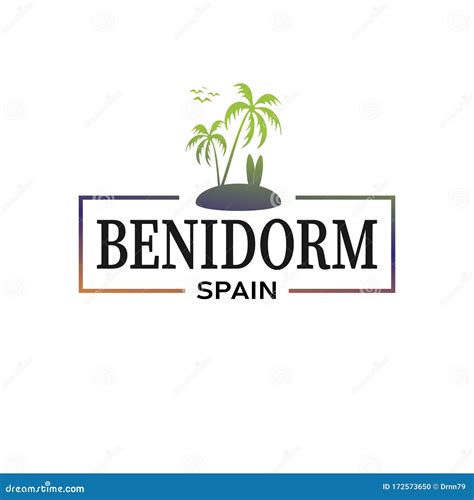 Logo Design with Text Benidorm, Vector Illustration Stock Vector - Illustration of horizon ...