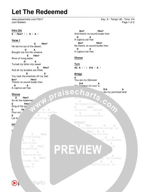 Let The Redeemed Chords PDF (Josh Baldwin) - PraiseCharts