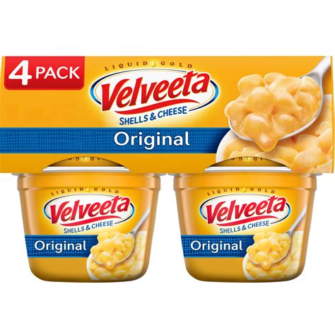 Velveeta Shells and Cheese Macaroni and Cheese Cups Easy Microwavable Dinner, 4 ct Pack, 2.39 oz ...