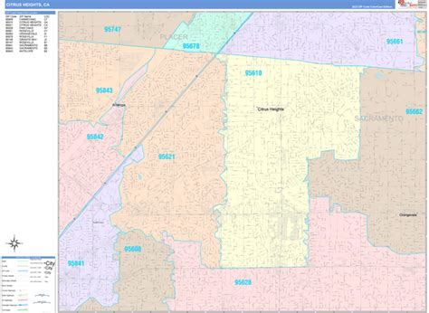 Citrus Heights California Wall Map (Color Cast Style) by MarketMAPS - MapSales