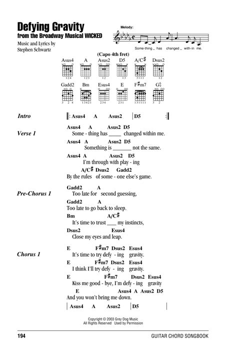 Defying Gravity by Glee Cast - Guitar Chords/Lyrics - Guitar Instructor