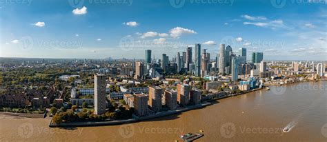 Aerial panoramic skyline view of Canary Wharf, the worlds leading ...