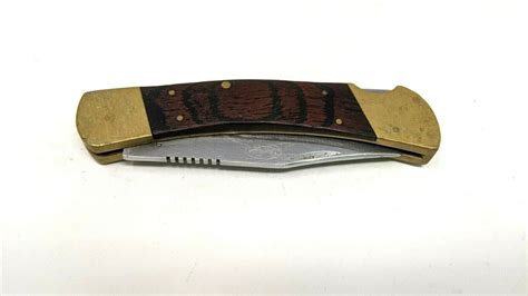 Sheffield Stainless Large Folding Pocket Knife Lockback Brass & Wood ...