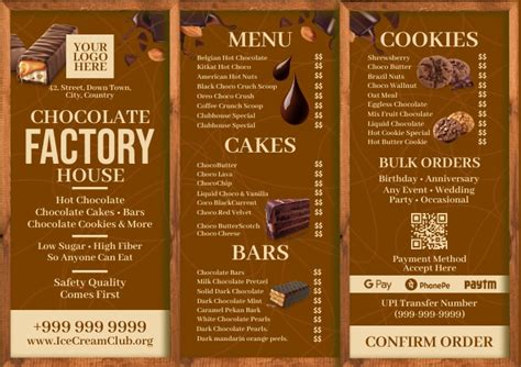 Chocolate Brochure Menu Template | PosterMyWall