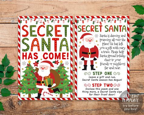 Secret Santa Christmas Game Editable Template, Secret Santa Gift Swap ...