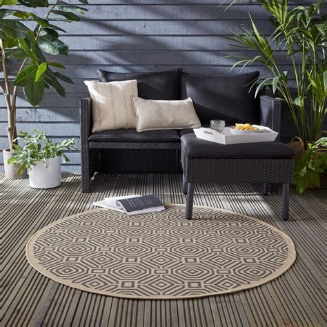 Dunelm Vita Round Indoor Outdoor Rug Beige - ShopStyle