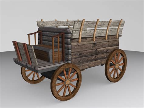 medieval low-poly carriage 3d model