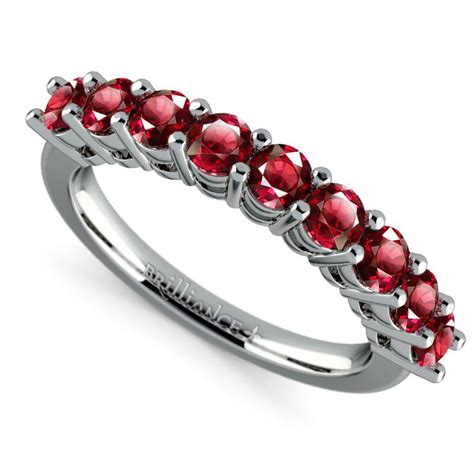 Gorgeous Platinum Nine Ruby Stone Ring