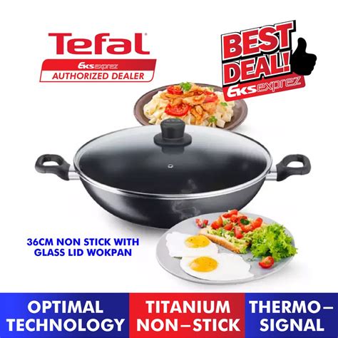 Tefal Cook Easy Non Stick Wok With Glass Lid Wokpan (36cm) B5039295 ...