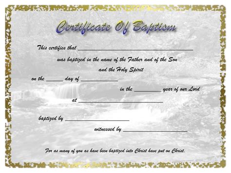 Free Certificate Of Baptism Printable Baptismal Certificate Adult | Images and Photos finder