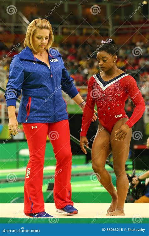 Olympic Champion Simone Biles R and Coach Aimee Boorman before Final ...