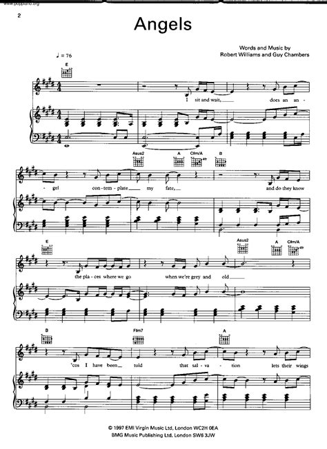 Robbie Williams-Angels Sheet Music pdf, - Free Score Download ★