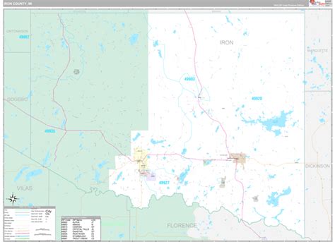 Iron County, MI Wall Map Premium Style by MarketMAPS - MapSales