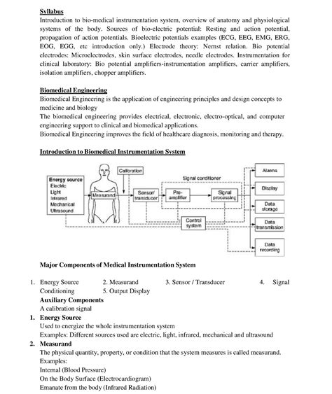 Biomedical Instrumentation Module 1 - Syllabus Introduction to bio-medical instrumentation ...