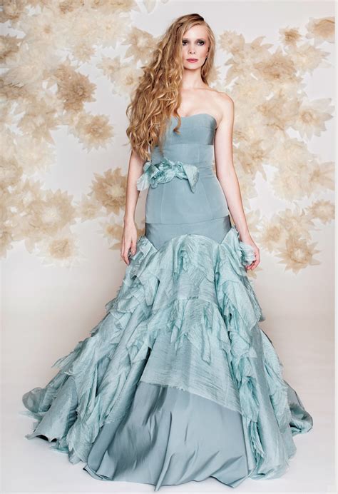 Blue wedding dress drop waist mermaid by Tara Latour