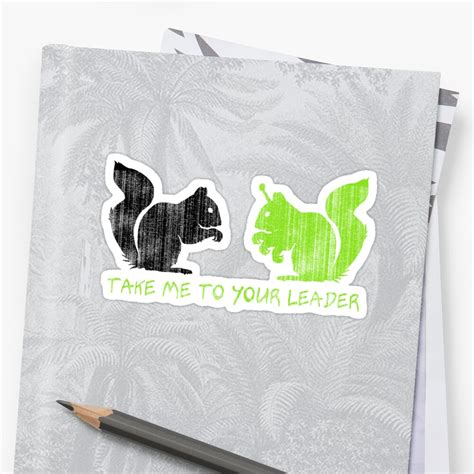 "Alien Space Squirrel "Take Me To Your Leader"" Sticker by RedPine | Redbubble