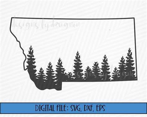 Digital File Montana State Outline With Tree Line cut File | Etsy